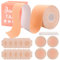 Copricapezzoli, 21pcs Boob Tape, Nastri per Il Seno Con 7 Paia Copri Capezzolo Adesivo, 1 Boob Tape, Il Miglior Nastro Per Il Seno, Reggiseno Adesivo per Reggicalze e Gonne, Geggiseno Invisibile 5M