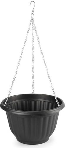Acan Tradineur - Maceta Redonda Colgante, plástico, macetero, Tiesto, Recipiente para Plantas, Flores, balcón, terraza, hogar, Fabricada en España (Antracita - 25 x 15 cm)