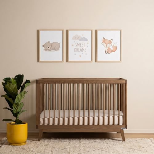 dadada Baby Soho 3-in-1 Convertible Wood Crib Bed, Made in Italy, Walnut