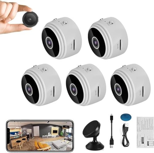 Mini Spy Camera,Mini Camera Spy,Mini Spy Camera Wireless Hidden with Audio, Spy Focus Magnetic Mini Security Camera Outdoor,Mini Spy Security Camera Wireless,Spy Camera No Wifi Needed (White, 5PC)