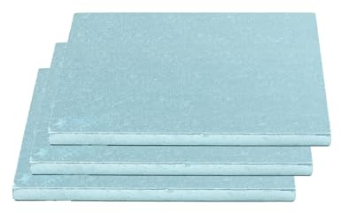KITCHENDREAM Kuchenplatte Cake-Drum Torten-Platte stabil rechteckig 20x20cm 1,2cm hoch, Cake Board für den Transport von Torten, wiederverwendbar, stabil, hellblau