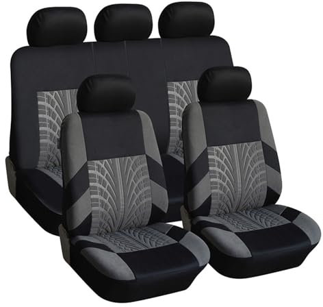 SNXLW 5 Sitzplätze Universal Sitzbezug Auto für Nissan Note E13 E12 E11/Micra K14 K13 C+C 2005-2021 2022 Autositzbezug Sitzbezüge Vorne Und Hinten Sitzschoner,Grey