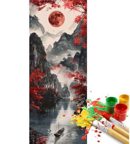 Peinture Numero Adulte Japon, Paysage Peinture par Numero Adulte Grand Format 60 X 30 cm, DIY Kits de Peinture au Numéro Pigment Acrylique Paint by Numbers Pour Maison Décor Cadeau (Sans Cadre)-YH356