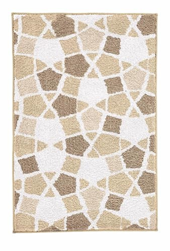 Kleine Wolke Badteppich Sintra Macadamia 60 x 90 cm | OEKO-TEX zertifiziert, rutschhemmende Unterseite, für Fußbodenheizung, maschinenwaschbar, 100% Polyacryl
