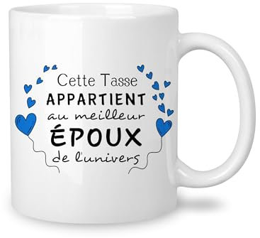Yufansd Tasse Mug - Le Meilleur Époux de L'univers - Cadeaux pour Époux Mari de Épouse Idée Originale Cadeaux d'anniversaire Fête des Pères Noël Saint-Valentin Homme Souvenir Céramique 350 ml (Époux)