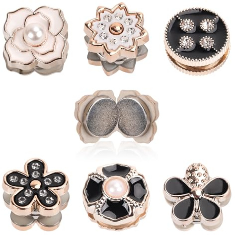 12 Magnetische Hijab-Nadeln, Schwarz Weiß Kein Hängenbleiben Hijab-Magnete Vielseitig Einsetzbar Starke Magnetische Hijab-Knöpfe Brosche Ohne Nadel für Schals Hüte Hemdkragen Tücher (Stil2)