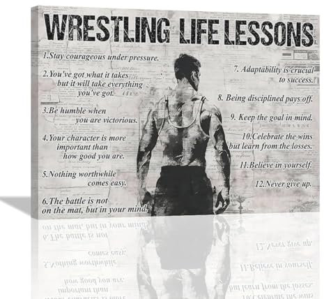 Wrestling Sports Wandkunst Wrestling Life Lessons Wanddekoration Wrestling Schild Retro Poster Junge Männer Motivierende Dekorationen Leinwanddruck Gemälde Kunstwerk für Schlafzimmer Badezimmer