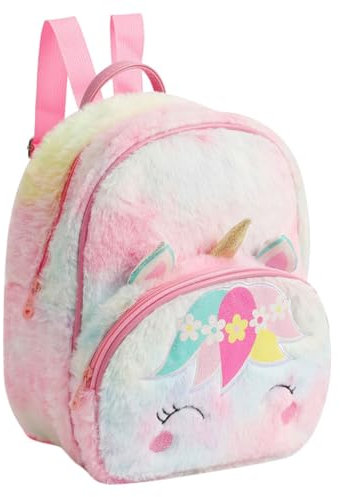 DEARMAMY Plüsch Einhorn Rucksack für Mädchen, Rosa, Leicht und Weich