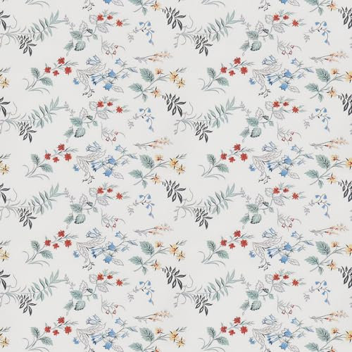 Papier Peindre Adhésif Fleuri Orange Bleu, Jaune Floral, Gris et Vert Feuille Botanique, Autocollant pour Meuble Chambre Salon