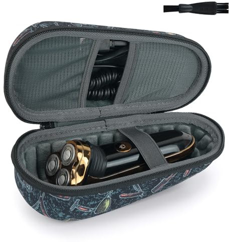 Classycoo Tasche Etui für Braun Series 3s/5s/7s/9s,Elektrorasierer Rasierer Herren,Hart Reise Tragen Hülle,Rasierer Reiseteui Rasierer,Reiseetui Harte reiseschutzhülle für Braun (Blumen schwarz)