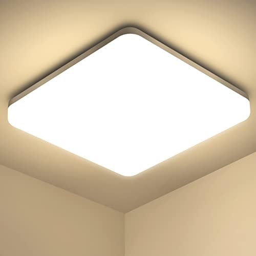 OUILA Plafon LED Techo, 20W 2000LM 4000K Lamparas de Techo, IP44 Blanco Natural Cuadrado Ultra Delgado Luz LED Techo Para Salon Baño Balcón Dormitorio Pasillo Cocina