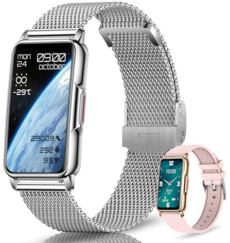 128+Modes Sportifs Montre Connectée Femme Homme, 1,47HD Smartwatch Femme Sport Bracelet Bluetooth, Météo, Sommeil, SpO2, Pression Artérielle, Cycle Menstruel, HRV, Rappel Sédentarité pour Android/iOS