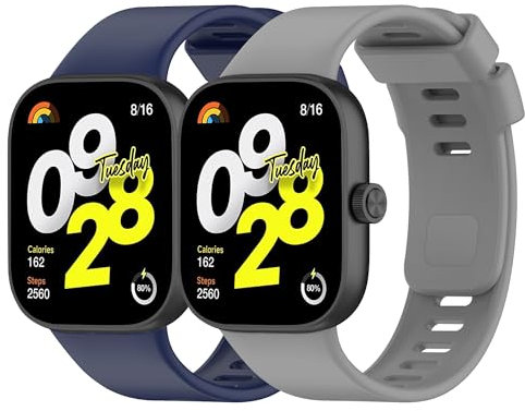 ZGCE 2 Piezas Correa para Xiaomi Redmi Watch 4 / Xiaomi Mi Band 8 Pro, Correa de Recambio Silicona Suave y Transpirable, Azul marino + Gris