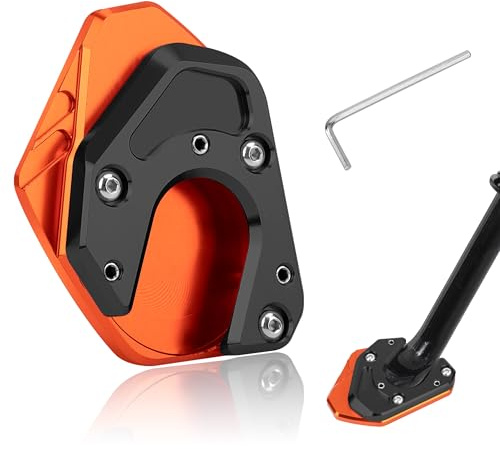 Tunejoy Motorrad Seitenständer Fuß aus Aluminium Motorrad-Ständerverlängerung Universal Verlängerung Pad für Moto ATV Dirt Pit Bike Farbe: Schwarz+Orange