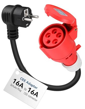 RamTouch Adaptateur Fiche Mâle Schuko vers Prise Femelle CEE 5 Pôles 16A (50 cm, IP44, Max. 16A, 3G2,5mm²) - Adaptateur Schuko pour Borne de Recharge Mobile et Chargeur de Voiture Électrique