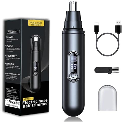 Cortador Pelos Nariz, YiYunTE USB Recargable Recortador Pelos nariz y Orejas Hombres Mujeres, Nose Hair Beard Trimmer Profesional Con Pantalla Led, Impermeable Quitapelos Nariz para Cejas Cara Vello