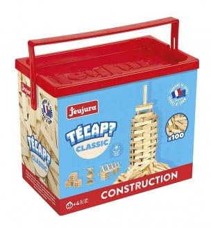 Baril planchettes Classic Bois, 100 Pieces + livret idees - tecap - Jeu Construction Enfant - Fabrique en France - Set Jouet et Carte