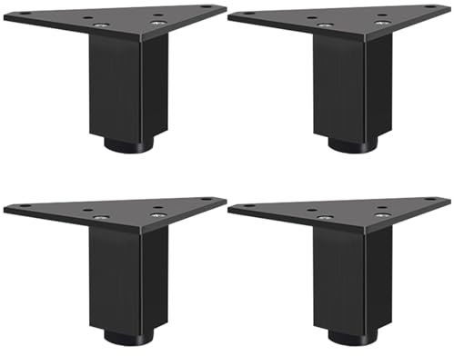 SZLXJMFL Pieds de Meuble Réglable, Lot de 4 Noir Pattes de Meuble Carré Aluminum Alloy | Finition en Anodisé Hauteur: 6-60cm Pieds de Canapé-6cm/2.4