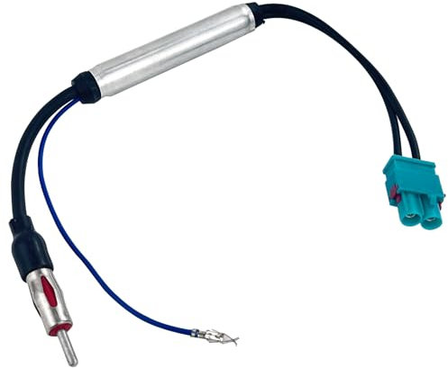 Adaptador Antena Radio Coche Dual Fakra Z a DIN, Amplificador de Antena Coches, Coche Amplificador de Señal Universal FM Am para Receptor de Radio de Coches, Unidad Principal GPS