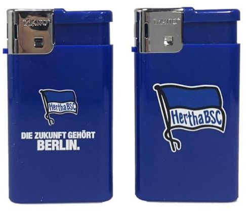 Hertha BSC Berlin 2er Set Electronik Feuerzeug - Logo & Zukunft - Piezo Super Slim | nachfüllbar HBSCB