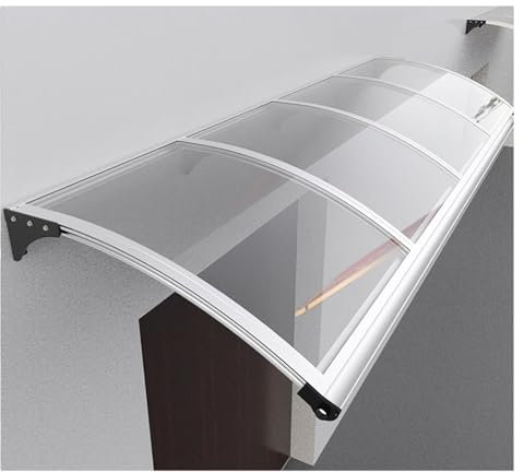 Aluminium-Türvordach, UV-blockierend, transparent, robuster Pultbogen, Überkopfschutz für Haustür, Anti-Aging, vielseitig einsetzbar (120 x 220 cm)