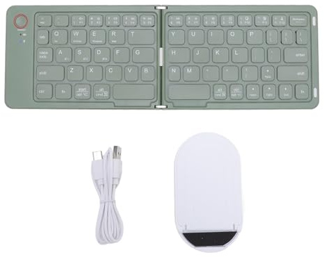 Topiky Faltbare Bluetooth Tastatur, 7 Tasten Wiederaufladbare Magnetische, Schlanke Drahtlose Tastatur mit Telefonhalter, Ergonomisch Tragbare Kompakte Bluetooth Tastaturen für (Green)
