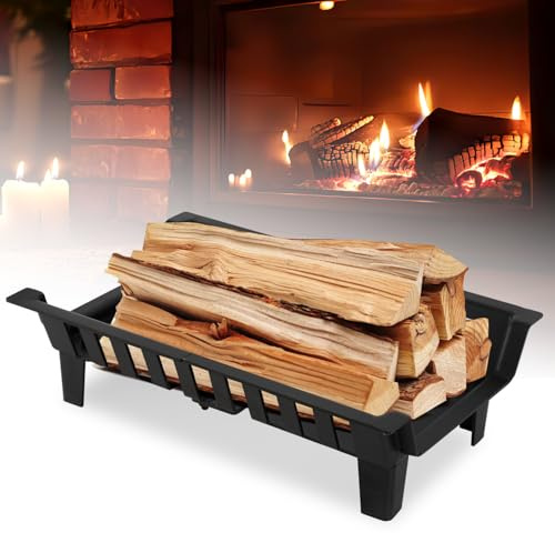 Eikuavons Kaminrost Kaminholz Holzregal Feuerrost für Kamin Kaminholzständer Brennholzhalter Kohlerost Feuergitter Holzregal für Innen und Außenbereich,45.5 * 30.5 * 13cm