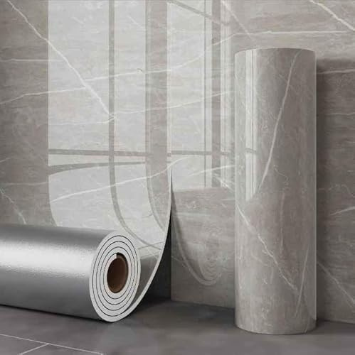 Papier Peint Autocollant Effet Marbre Gris Clair 60cm x 3m – Film PVC Imperméable et Résistant à l’Huile – Papier Adhésif pour Mur, Cuisine, Salle de Bain, Meuble et Plan de Travail