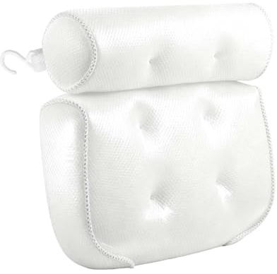 1pc Bath Pillows for Head and Neck, Bath Pillow for Bathtub with 6 Non-slip Suction Cups, Suitable for Soft Bathtub Pillow for Relaxing Baths - White, 35x33x5cm