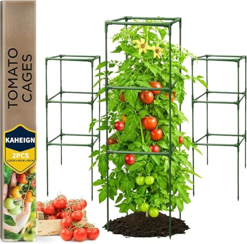 KAHEIGN 2 Pièces Tuteur à Tomates de Jardin, 120CM x 40CM x 40CM Carré Tuteur pour Plantes Réglable Treillis en Acier pour Jardin pour Verticales Grimpantes Plantes Légumes Fleurs Fruits Vignes