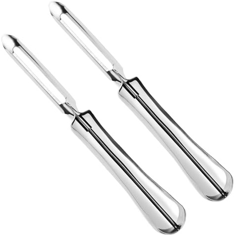 GYQUL Stainless Steel Vegetable & Fruit Peeler Sharp Blade for Peeling (Potatoes, Apples, Carrots), Ergonomic Non-Slip Handle, Dishwasher Safe Kitchen Tool 2pcs