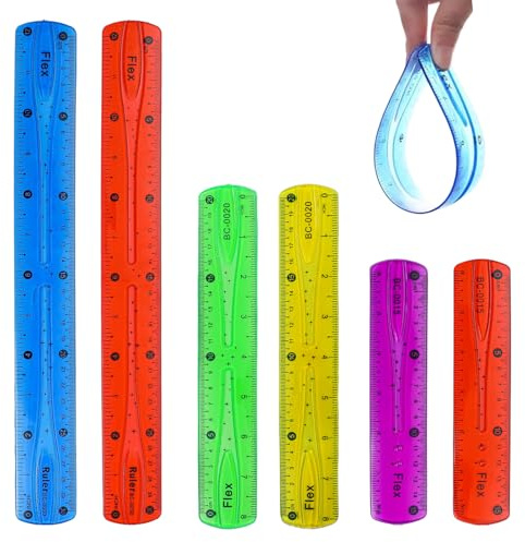 Regla Flexible, Regla Transparente Colores, Reglas Plegable Flexible, Juego de 6 Reglas, para Oficina, Escuela, PapeleríA de Estudiantes (Color Aleatorio)