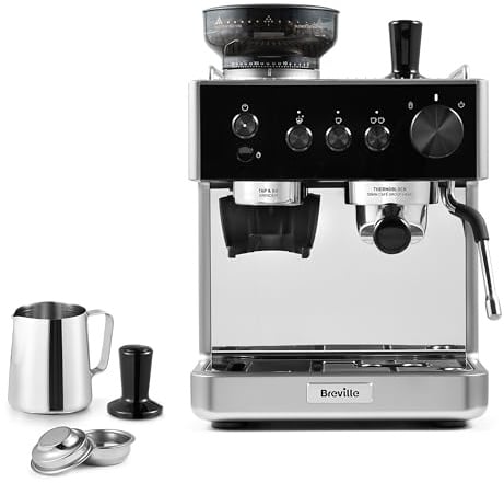 Breville Barista Classic Espresso Machine | Bean to Cup Coffee Maker with Integrated Coffee Grinder & Milk Frother | 15 Bar Italian Pump | Black & Silver [VCF186]