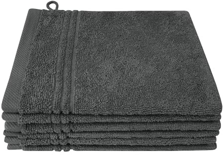 Dyckhoff Bio Nature Waschhandschuh Set, 6-TLG., GOTS, 500g/m², anthrazit | 16x21cm, zertifizierte Bio-Baumwolle, besonders weich und saugkräftig