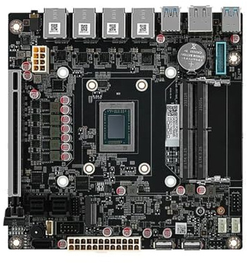 schede madri Fit For AMD Ryzen 7 8845HS 9-Bay NAS USB4 4xi226-V 2.5G LAN Mini ITX 9xSATA3.0 2xM. Scheda madre firewall NVMe PCIE X16 2xDDR5