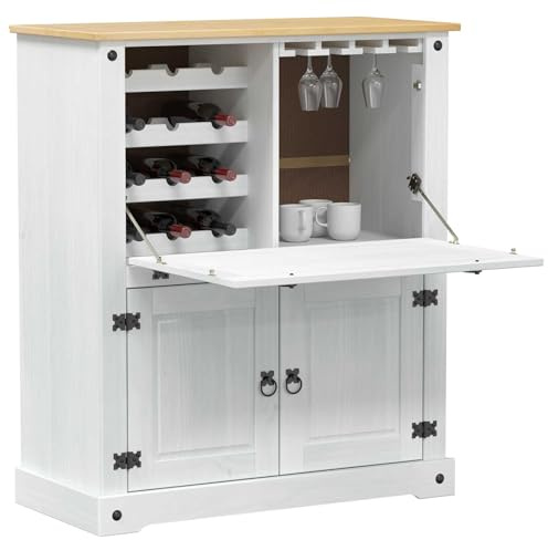 vidaXL Weinschrank Weiß 97 x 45 x 114 cm Massives Kiefernholz