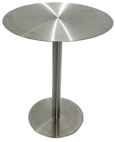 JINGSHIQIAOPL Runder Stehtisch aus Edelstahl, Gebürstetes Metall, 40–80 cm Durchmesser, Bartisch für Küche, Terrasse, Café, Restaurant, Innen Und Außenbereich(50x50cm/20x20in)