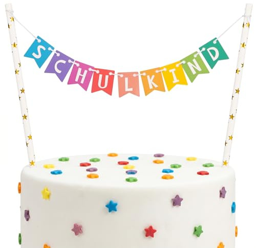 Torten Topper Einschlung Cake Topper Einschulung Kuchen Topper Schulanfang Schulkind Tortendeko Schulkind Kuchen Deko Mini Girlande Cake