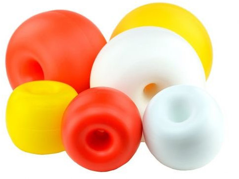 wellenshop Boje Schwimmkörper Hostalen-Kugel Donut für Schwimmleine Ø 190 mm Weiß Kunststoff Polyethylen Markierungsboje