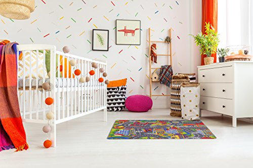Misento Kinderteppich Straßenteppich Spielunterlage Kinderzimmer Schadstoff geprüft 95 x 133 cm