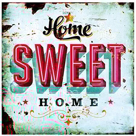 LB H&F Blechschild Blech Schild Metallschild Nostalgie Retro Home Sweet Home türkis 30x30 cm Gross (Home)