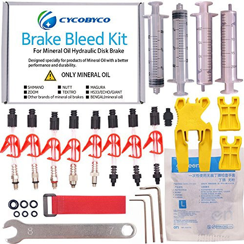 CYCOBYCO Entlüftungskit Mineralöl-Bremsen/hydraulische Scheiben-Fahrradbremsen für Shimano/Magura/Tektro/Zoom/CSC/Echo/Giant / HS33 / Nutt, Genaral kit