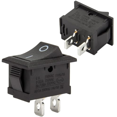 Oiyagai 30 Piezas de Interruptores de Palanca KCD1-101 6A 250V de 2 Pines SPST Negro