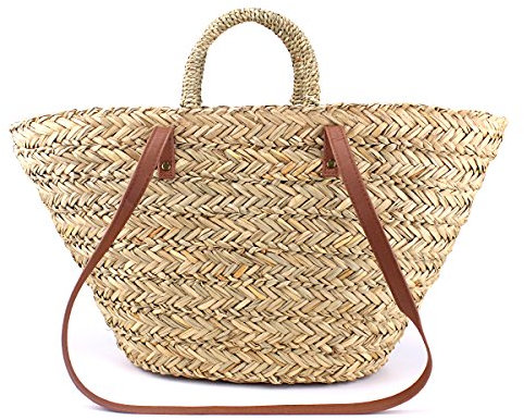 ACMEDE Sacs à Main Femme Sac Porté Épaule Paille Tissé Cabas Été Plage Vacances Casual Marron