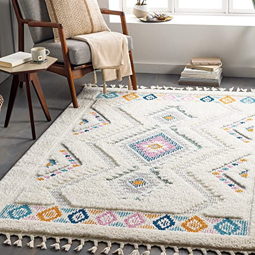 Livabliss Kampala Wohnzimmer Boho, großer Schlafzimmer 160x213 cm - für Esszimmer mit geometrischem Muster, Skandinavischer Wohnzimmer modern in Creme, Purple, Orange