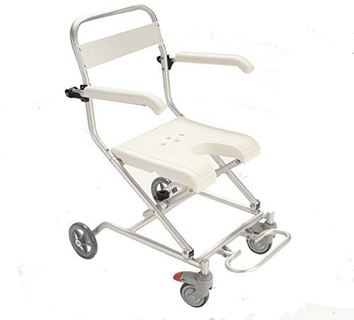 Bathing chair aluminum alloy free installation collapsible wheel front wheel brake non-slip chair elderly pregnant women adult bathing wheelchair shower chair