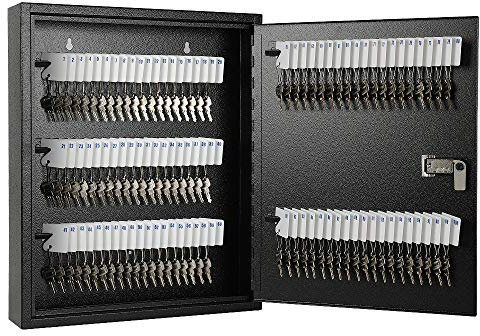 KYODOLED Schlüsselkasten-Organizer mit 100 Schlüsseln, Wandhalterung mit Code, große Schlüsselaufbewahrung, Zahlenschloss, Box für Zuhause, Büro, Geschäftsführung, 43,2 x 33 x 8,3 cm (Schwarz, 100