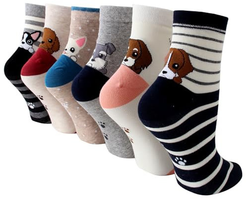 Rokmym Damen Baumwolle Socken 5 Paar - Süße Lustige Bunte Thermal Atmungsaktiv We (Giraffe)