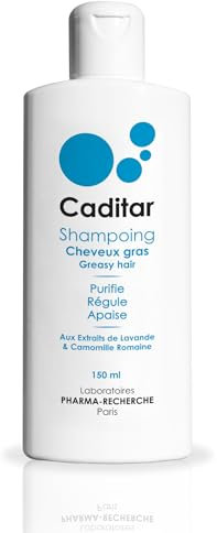 Caditar Cheveux Gras • Shampoing assainissant • Flacon 150ml • Sans Parabene, Sans Silicone • Réduction du sébum • Fabriqué en France par LABORATOIRES PHARMA-RECHERCHE