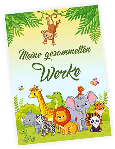 A4 Sammelmappe mit Magnetverschluss Meine gesammelten Werke Dschungeltiere Ordnungsmappe Schule Kindergarten
